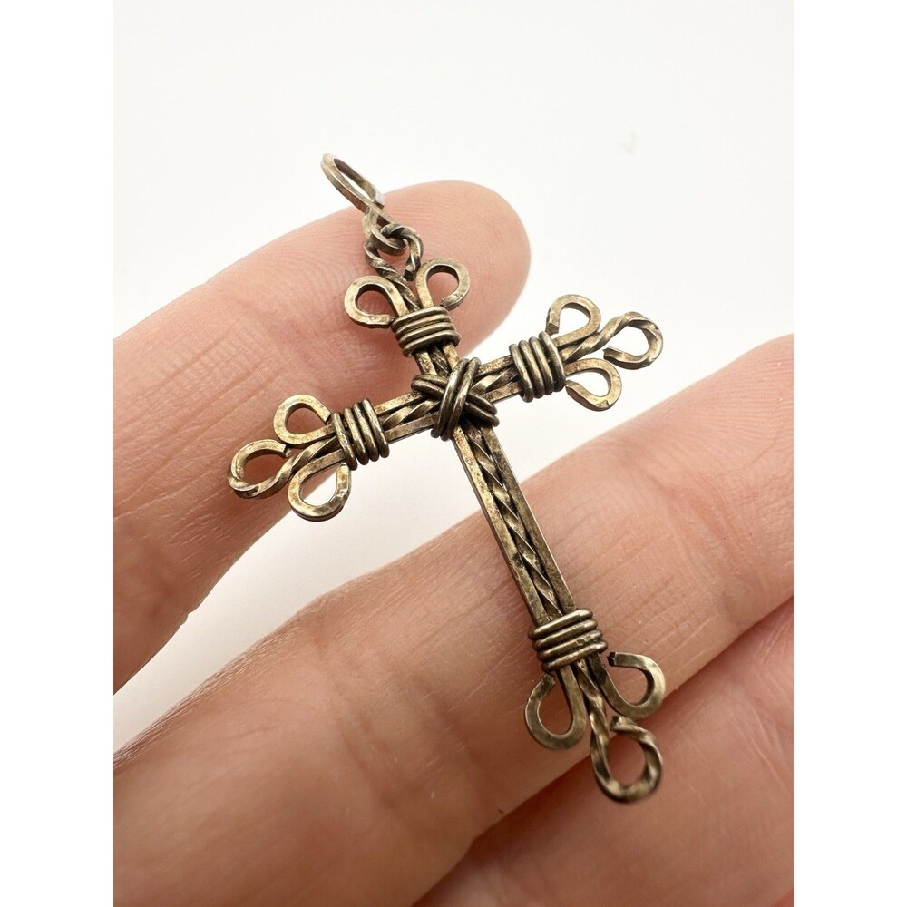 Vintage Wire Wrapped Cross Pendant Gold Plated